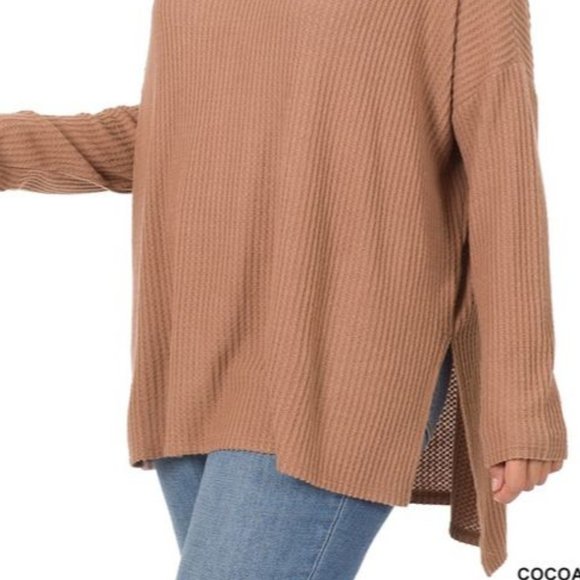 Plus Oversized Side Slit Cowl Neck Sweater - Picture 3 of 4